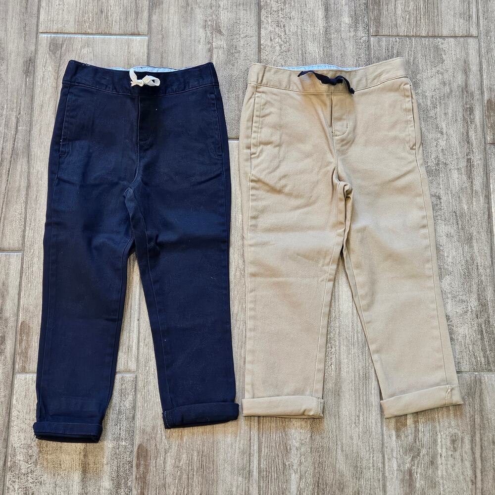 Janie and Jack Uniform Dress Pants Lot‎ of 2 Size 4 Khaki Navy New School Basics